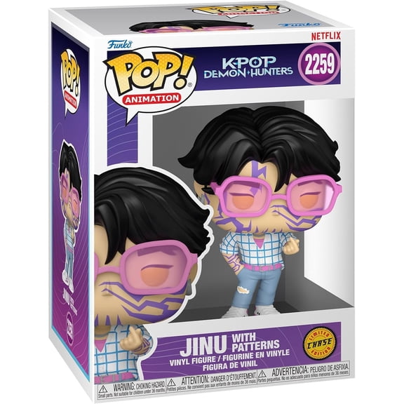 Funko Pop! Anime Kpop Demon Hunters Jinu Saja Boys Limited Edition Chase Vinyl Figure with Demon Pattern, Multicolored, 3.75 Inches, Window Box, Anime