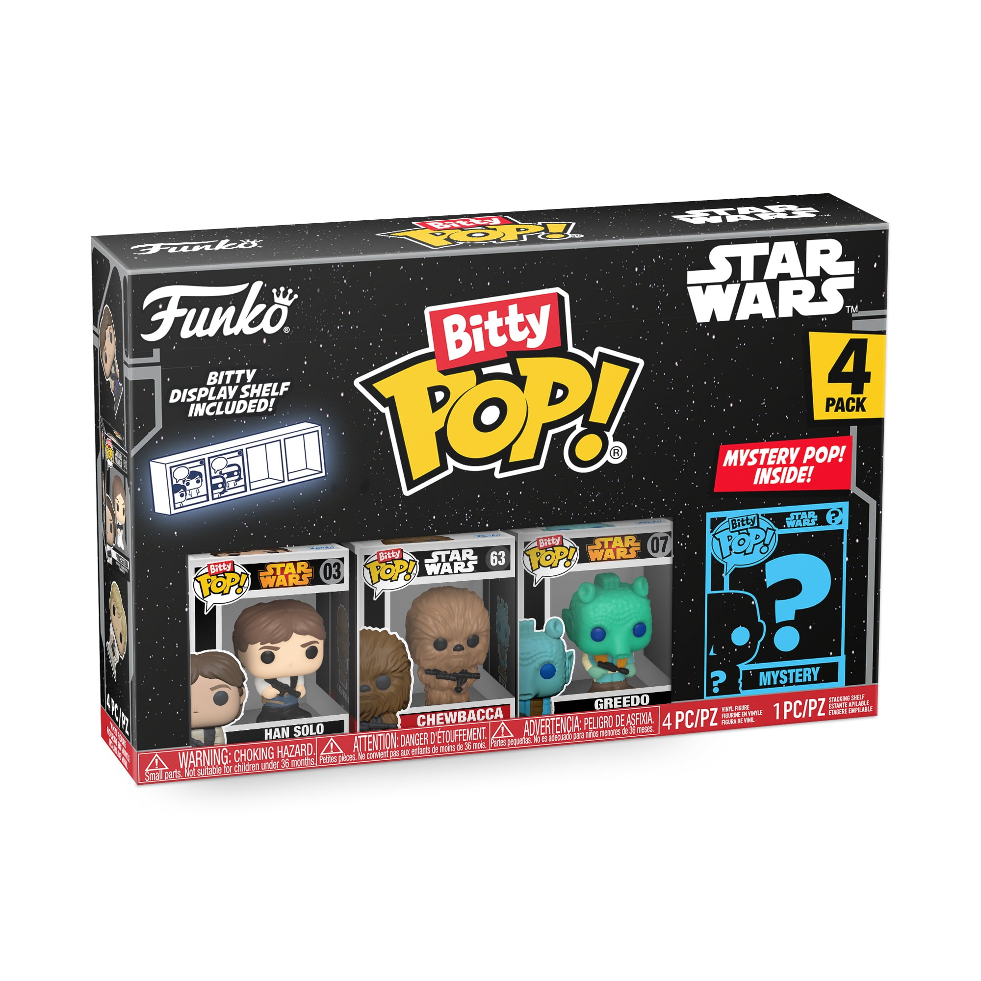 Funko Bitty Pop Star Wars Pack 4 Han Solo/Chewbacca/Greedo/Figura  Misteriosa