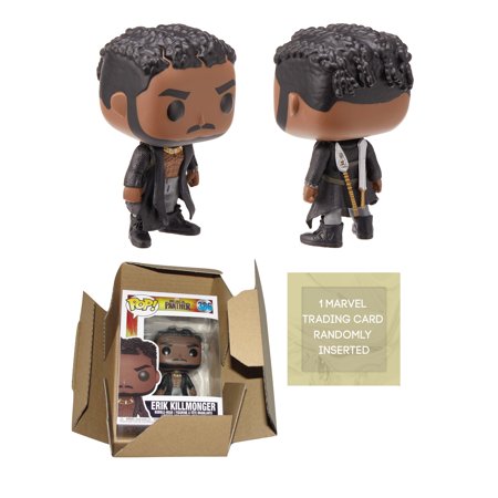 Funko Pop Black Panther ERIK KILLMONGER with Scars Figure & 1 Marvel Trading Card & 1 Cardboard Protector