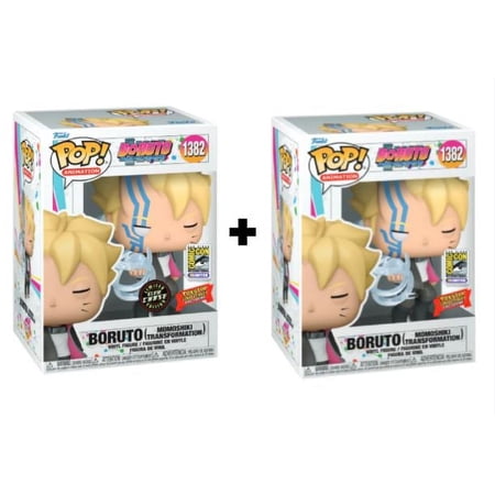 Funko Pop Boruto Momoshiki Set of 2 Chase + Common #1382 Toystop Exclusive SDCC 2023 Con Sticker