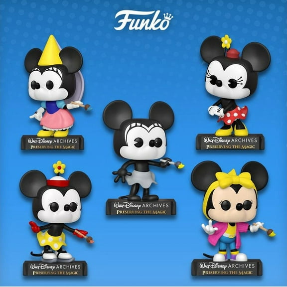 Funko Pop! Disney: Minnie Mouse Set of 5 (Princess Minnie (1938) / Minnie (2013) / Minnie on Ice (1935) / Plane Crazy Minnie (1928) / Totally Minnie (1988))