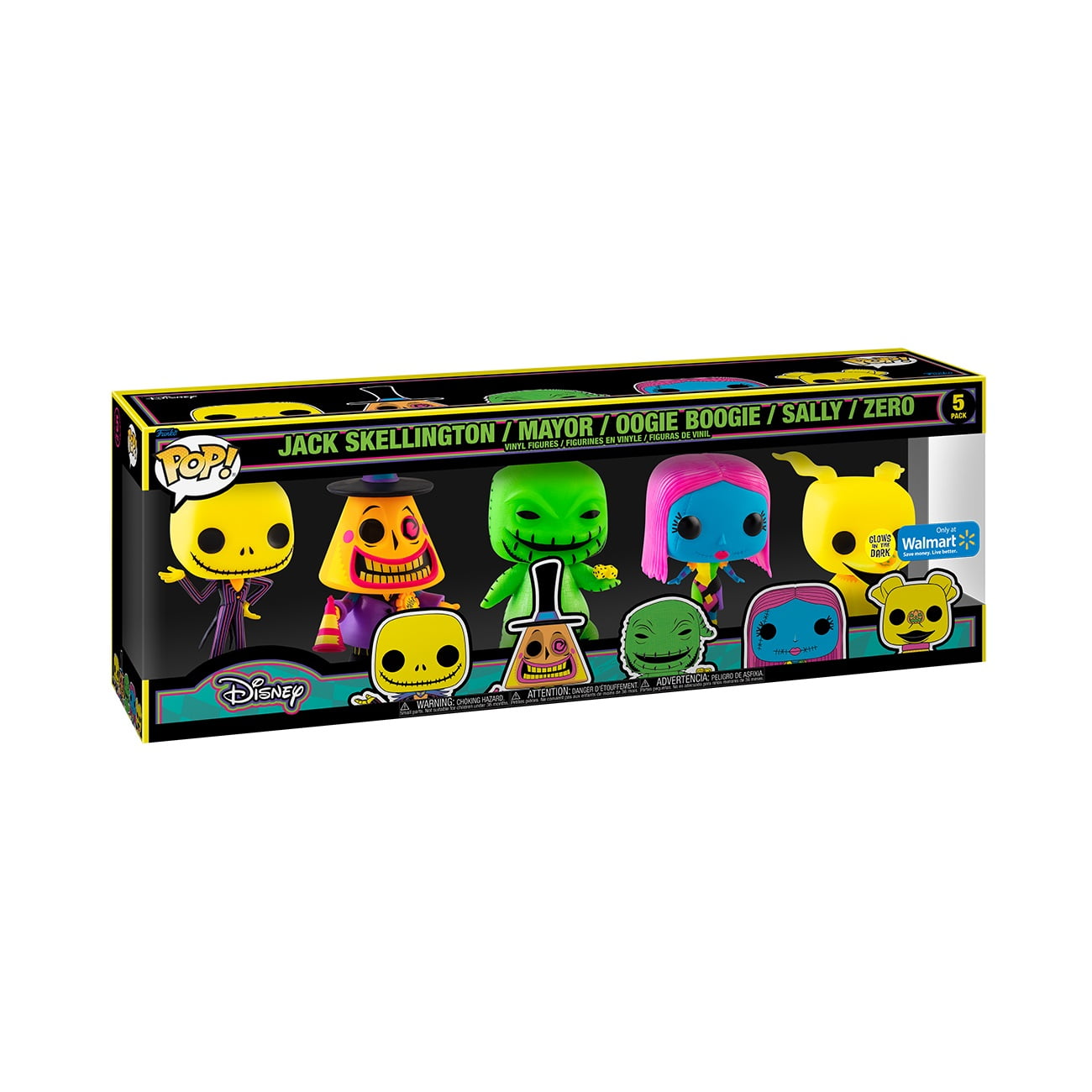 Funko Pop! Disney: The Nightmare Before Christmas Blacklight Glow 5 Pack  Vinyl Figures (Walmart Exclusive)