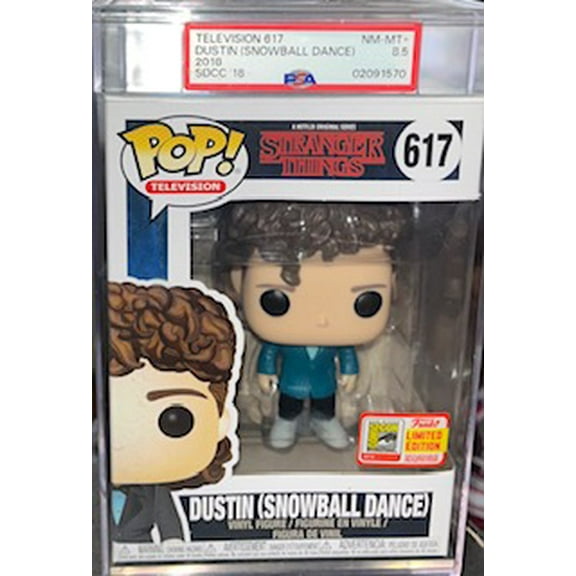 Funko Pop Dustin Snowball Dance Stranger Things SDCC Limited Edition PSA Graded 8.5 Vinyl Figure