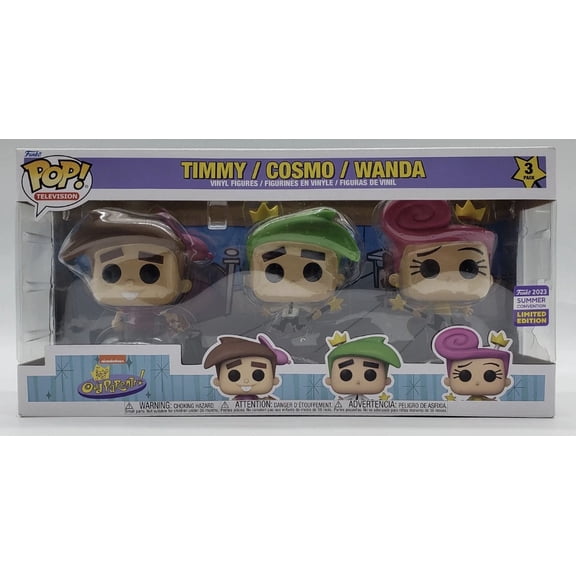 Funko Pop Fairly Odd Parents Timmy Cosmo Wanda Vinyl Figures Television Summer Convention Exclusive Limited Edition 3 Pack