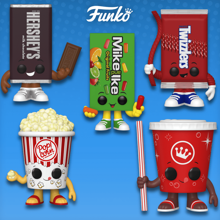 Funko Pop! Foodies - of 5 Vinyl Figures (Hershey's Chocolate Bar/ and Ike/ Popcorn Bucket/ Soda Cup) Walmart.com