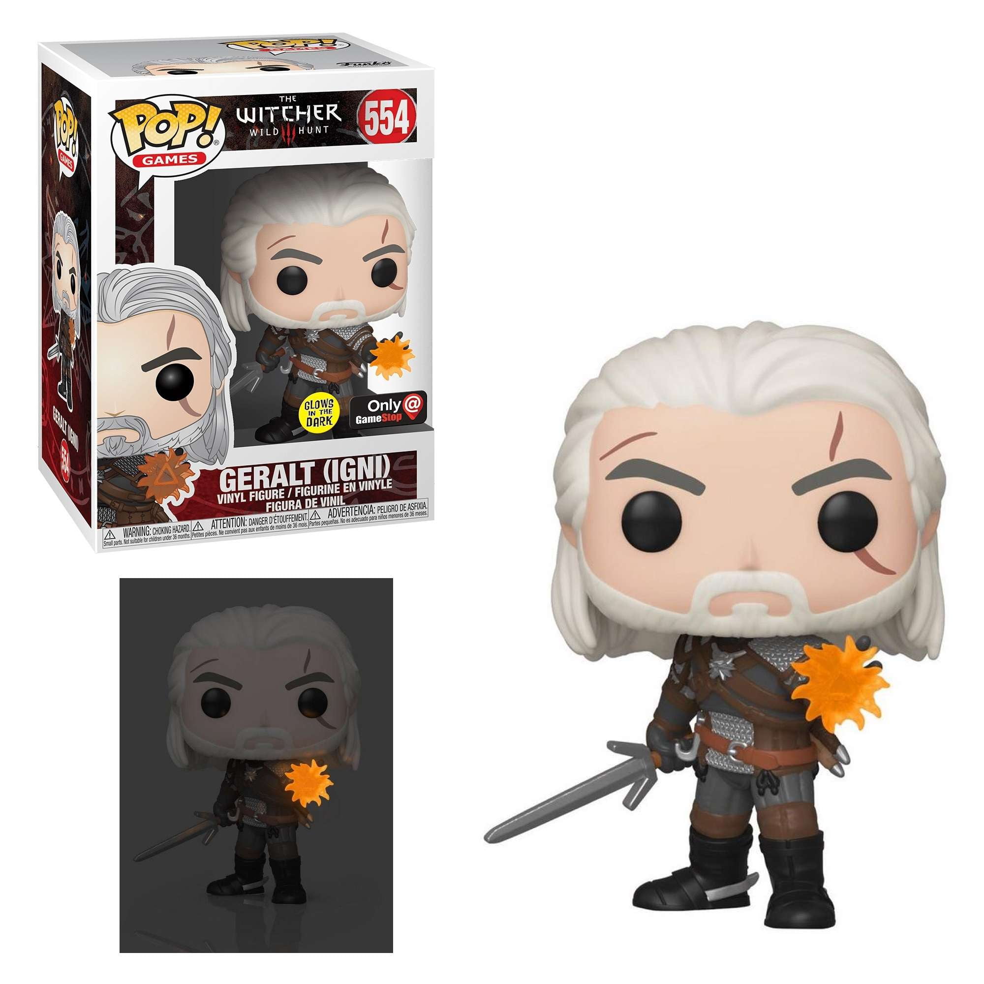 Funko Pop Games The Witcher 3 Wild Hunt Geralt Glow in The Dark GameStop Exclusive Vinyl Figurine