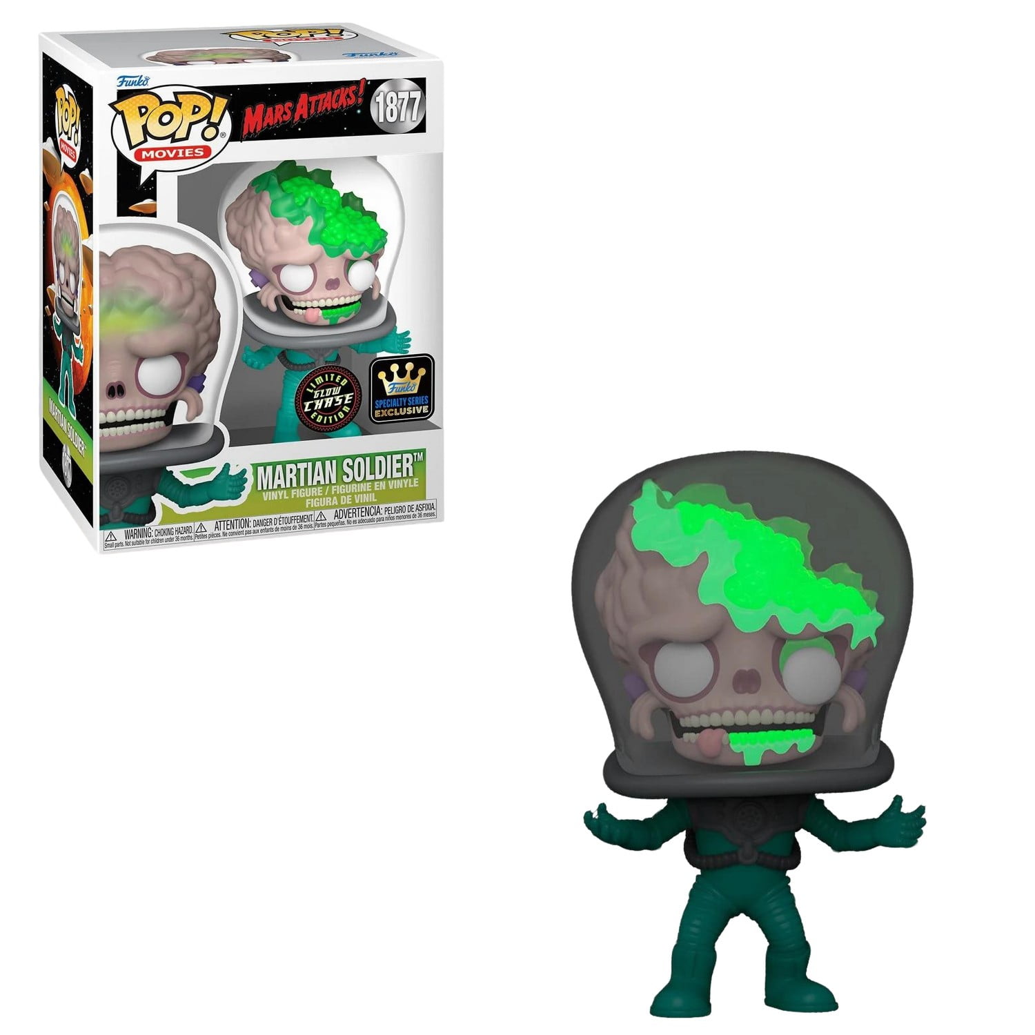 Funko POP! Movies Mars Attack #1877 Martian Soldier (Chase) & Protector