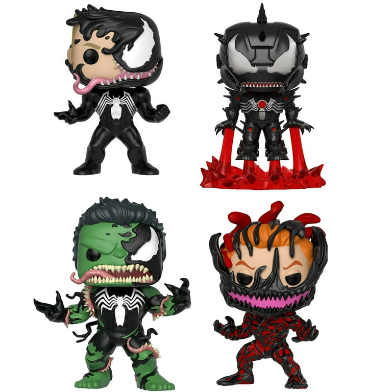 Funko Pop! Marvel- Venom Collectors Set: Venom/Eddie Brock, Venom/Iron Man,  Venom/Hulk, and Carnage/Cletus Kasady 
