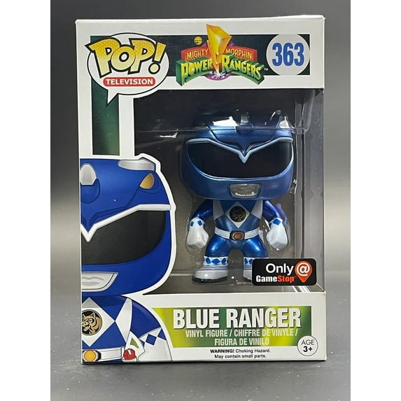 Funko Pop Mighty Morphin Power Rangers Metallic Blue Ranger #363 Gamestop Exclusive