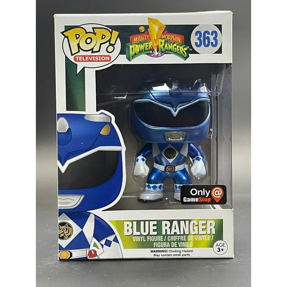 Funko Pop Mighty Morphin Power Rangers Metallic Blue Ranger #363 Gamestop Exclusive