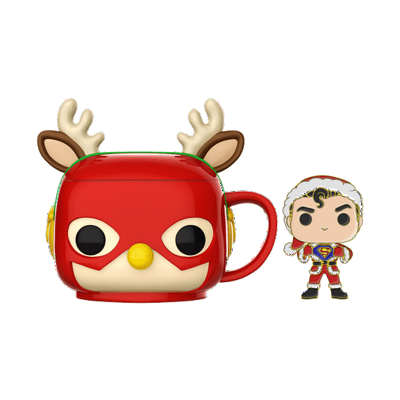Funko Pop! Mug & Pin: DC Holiday - Flash Mug with Santa Superman Pin (Walmart Exclusive)