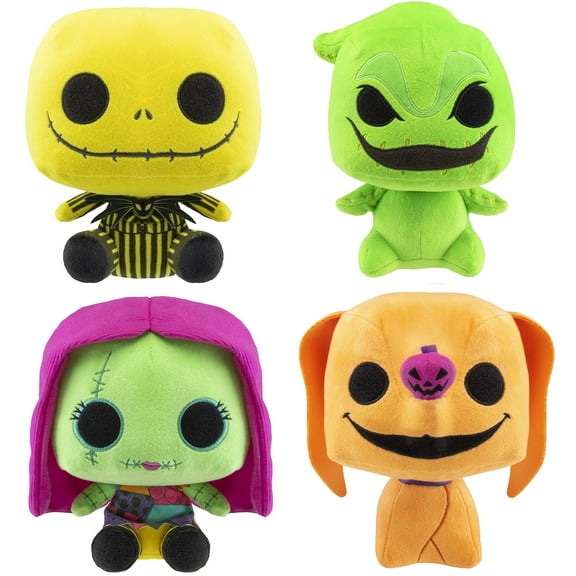 Funko Pop! Plush: The Night Before Christmas Blacklight Collectors Set - 4 Plush Set Includes: Jack, Sally, Oogie, Zero