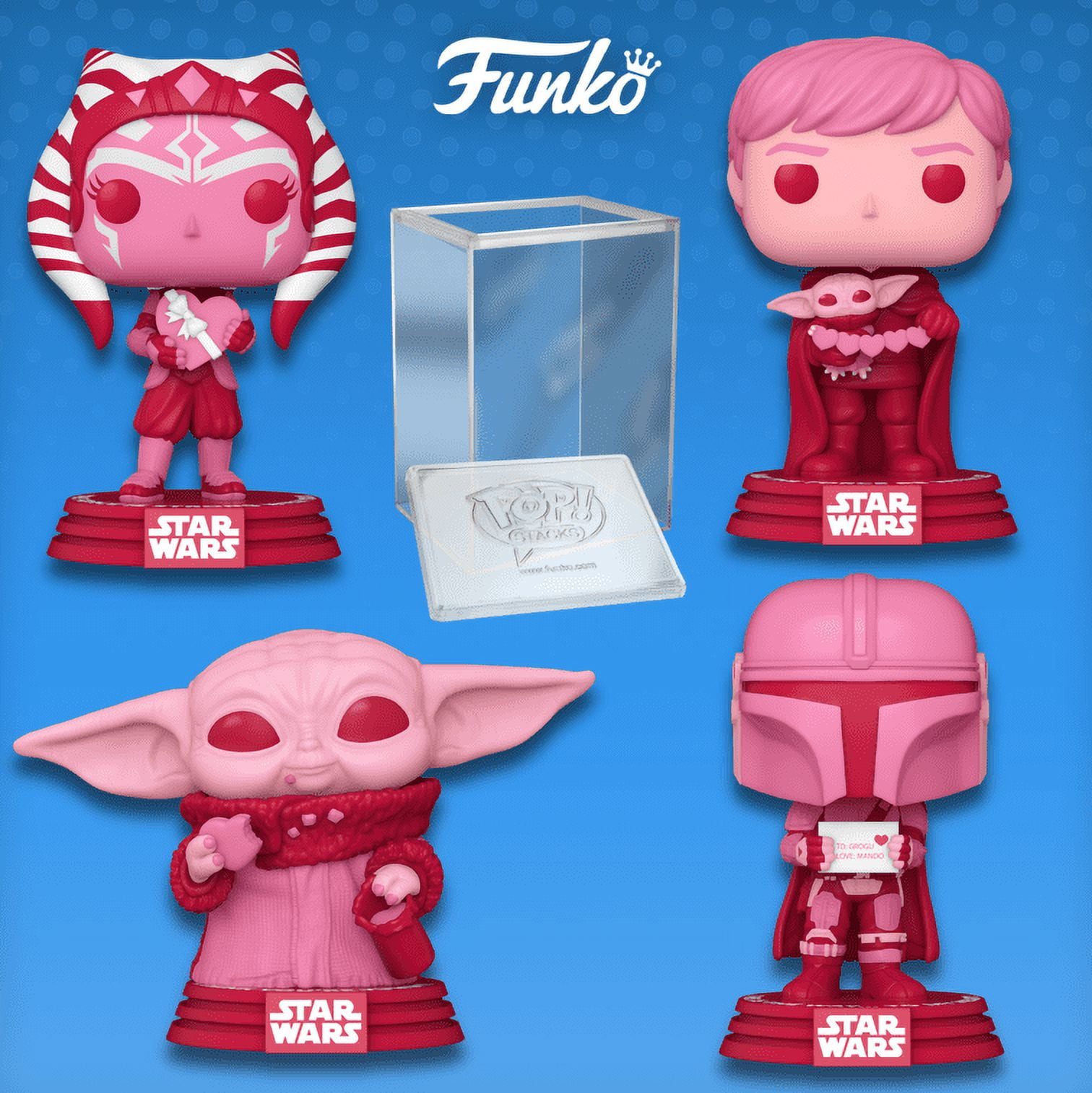 Funko Pop! – Set of 4 Star Wars Valentines Figures (Ahsoka / Grogu / Luke &  Grogu / Mandalorian)