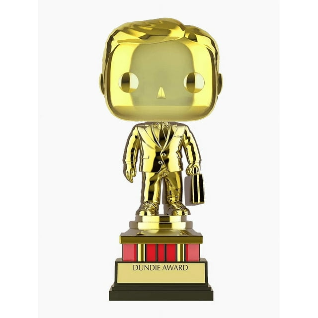 Funko Pop! The Office: THE OFFICE DUNDIE AWARD #1062 GOLD Chrome Exclusive + Protector