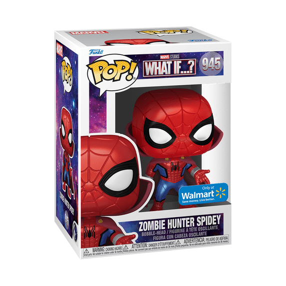 Funko Pop! What If...? - Zombie Hunter Spidey Metallic Vinyl Bobblehead (+ Pop! Stacks Plastic Protector) (Walmart Exclusive)