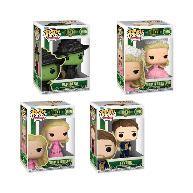 Funko Pop! Wicked Part 1 Set of 4 Elphaba 1696, Glinda 1697 Funko Pop! Wicked Part 1 Set of 4 Elphaba 1696, Glinda 1697