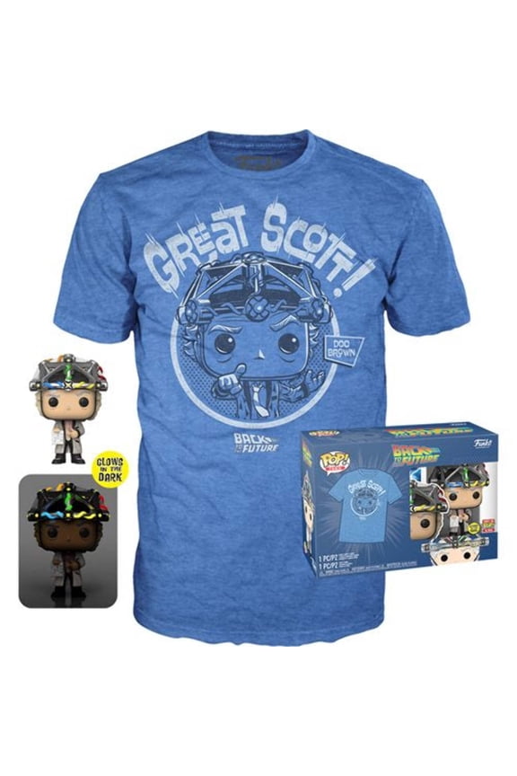 Funko Pop and T-Shirt Back to the Future Doc with Helmet Glow in the Dark