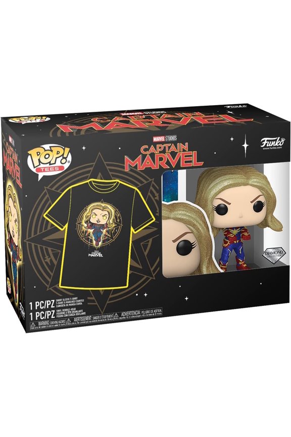 Pop Vinyl  Tees - Marvel Captain Marvel - Captain Marvel Diamond Collection Large