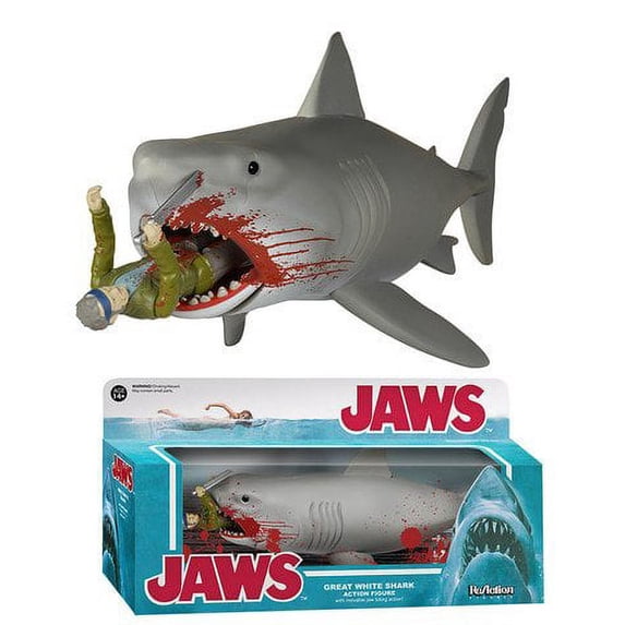 Funko ReAction Figure Jaws Great White Shark And Quint Final Battle Action Figure 2015 Summer Convention Exclusive Sticker
