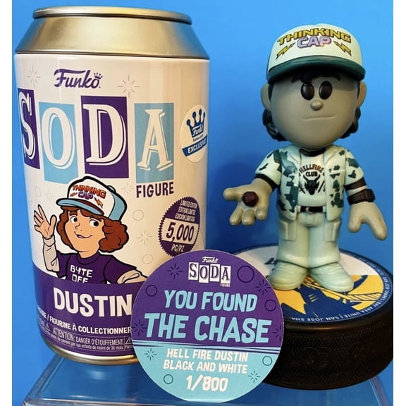 Funko Soda Chase Variant Vinyl Figure Dustin Hellfire Club Black and White Stranger Things Limited Edition 1/800