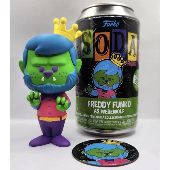 Funko Soda Figure Freddy Funko as Werewolf Blacklight Heavy Metal Exclusive Vinyl Figure(Open)