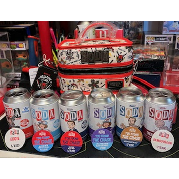 Funko Stranger Things Vinyl Soda Figures in Loungefly Hellfire Cooler Bag, 6 Pack
