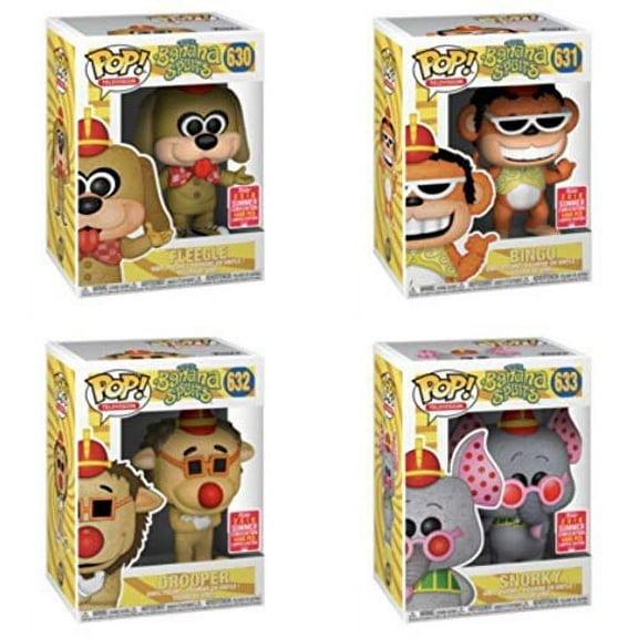 Funko Tra La La Pop Fleegle, Bingo, Drooper and Stormy Vinyl 4-Pack Banana Splits Sid and Marty Krofft TV Show Retro Figure Colelctibles Exclusive SDCC '60s Hanna-Barbera Series