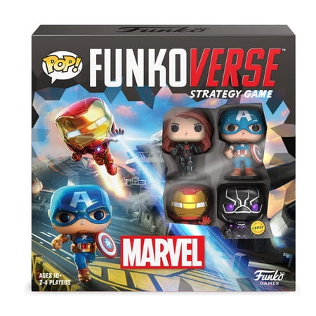 Funkoverse Strategy Game Marvel 100 CHASE (4-pack) [Metallic Black Panther]