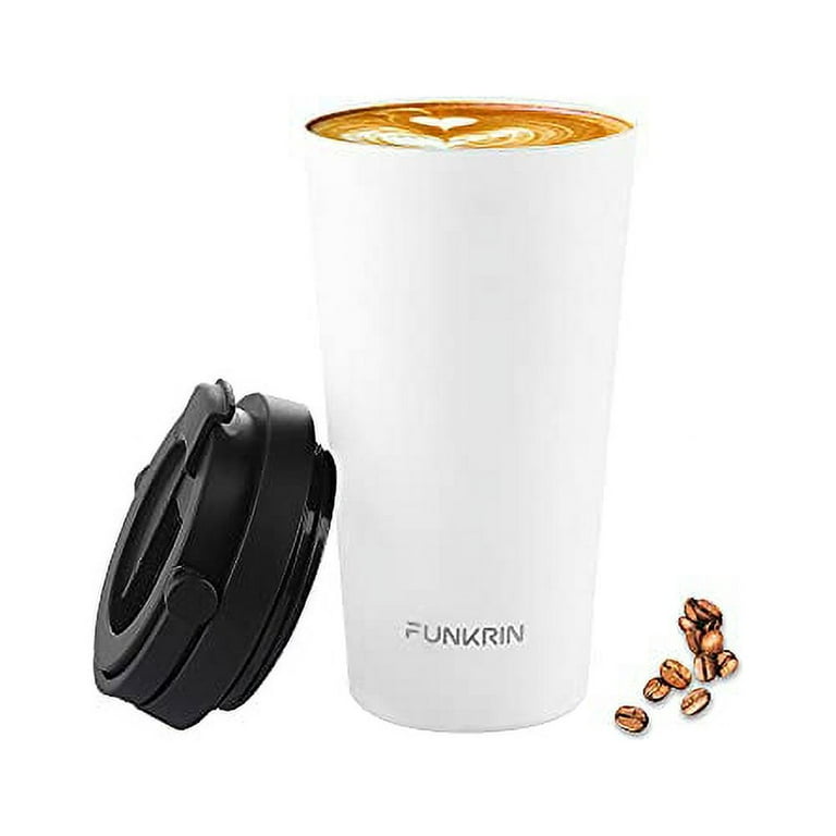 Funkrin Insulated Coffee Mug with Ceramic Coating, 16oz Iced Coffee  Tumbler Cup with Flip Lid and Handle, Double Wall Vacuum Leak-Proof Thermos  Mug for Travel Office School Party Camping: Tumblers