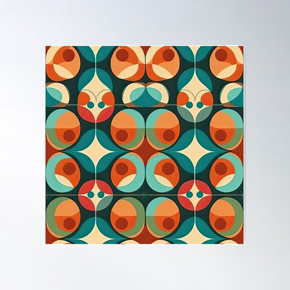 Funky 1970S Pattern Poster Wall Art, Modern Wall Decor For Living Room Bedroom, 30x30 UNFRAMED