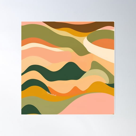 Funky 70S Retro Waves – Groovy Abstract Pattern Print Poster Wall Art, Modern Wall Decor For Living Room Bedroom, 16x16 UNFRAMED