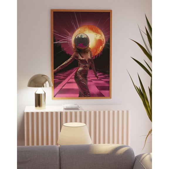 Funky 70s Decor Preppy Pink Y2K Wall Art, Unframed Paper Poster 8x10in