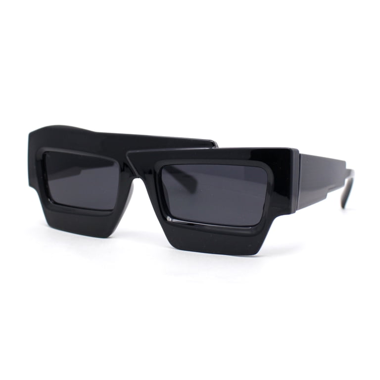 Funky 80s Asymmetrical Rectangle Thick Plastic Horn Rim Arm  display picture 1