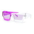 thumbnail image 1 of Funky 80s Asymmetrical Rectangle Thick Plastic Horn Rim Arm Sunglasses Purple Clear - Purple, 1 of 4