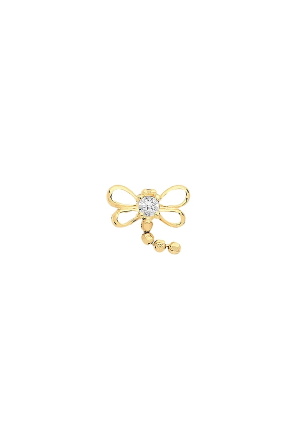 Funky 9k Gold Women Single Cartilage Stud Earring with Cubic Zirconia/CZ - 5mm*6mm