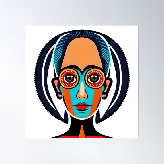 Funky Abstract Style Art Face Poster Wall Art, Modern Wall Decor For Living Room Bedroom, 30x30 UNFRAMED
