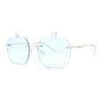 thumbnail image 1 of Funky Apple Peach Shape Lens Avant Garde Rimless Pimp Sunglasses Blue, 1 of 4
