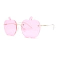 thumbnail image 1 of Funky Apple Peach Shape Lens Avant Garde Rimless Pimp Sunglasses Pink, 1 of 4