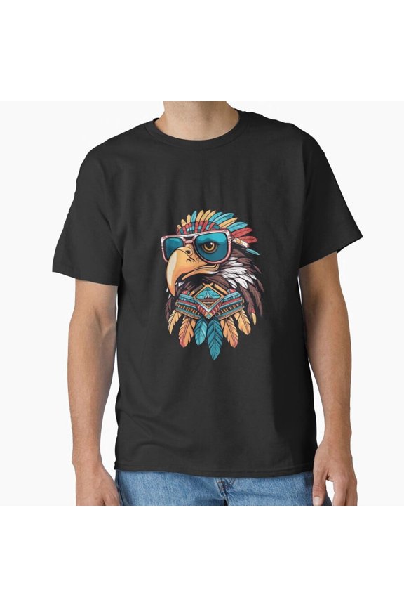 Funky Aztec Eagle Shades With Sunglasses Retro Tribal Bird Art Unisex T-Shirt, up to size 5XL