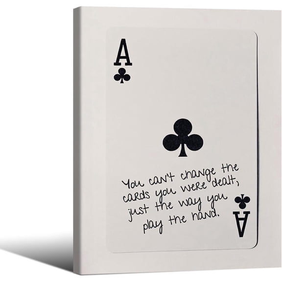 Funky Black and White Lucky Ace Poker Canvas Wall Art Funny Modern Playing Card Posters Trendy Minimalist Black Art Prints Painting Retro Aesthetic Wall Decor for Billiards Hall Chess Card Room