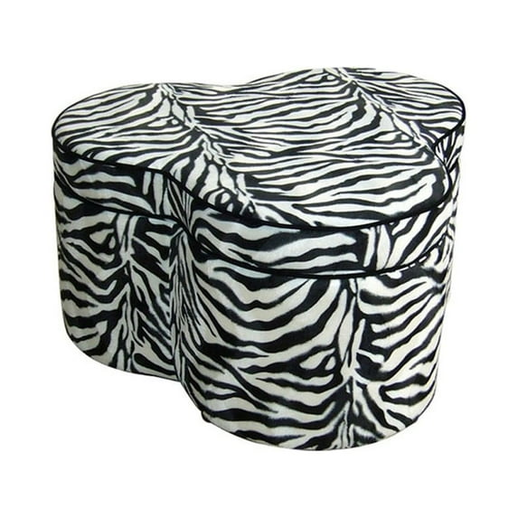 Funky Black White Pink Zebra Storage Ottoman Four Piece Set