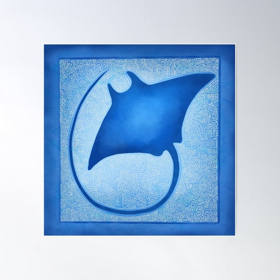 Funky Blue Stingray Poster Wall Art, Modern Wall Decor For Living Room Bedroom, 30x30 UNFRAMED