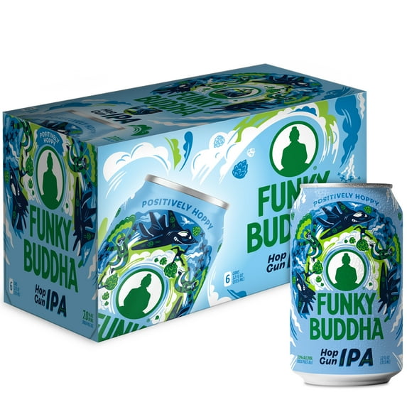 Funky Buddha Hop Gun IPA Craft Beer, 6 Count, 12 fl oz Cans