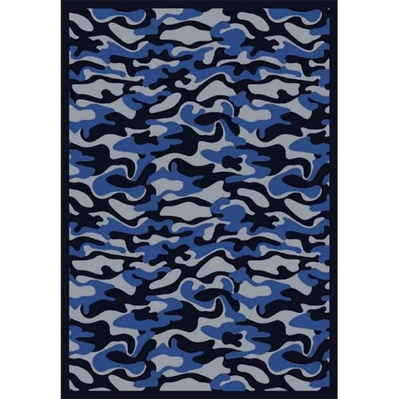 Funky Camo Blue 7 ft.8 in. x 10 ft.9 in.  WearOn Nylon Machine Tufted- Cut Pile Whimsy Rug
