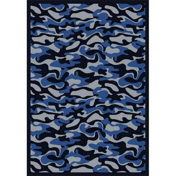 Funky Camo Blue 7 ft.8 in. x 10 ft.9 in. WearOn Nylon Machine Tufted- Cut Pile Whimsy Rug