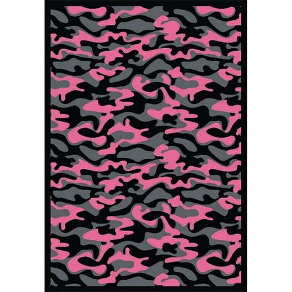 Funky Camo Pink 7 ft.8 in. x 10 ft.9 in. WearOn Nylon Machine Tufted- Cut Pile Whimsy Rug