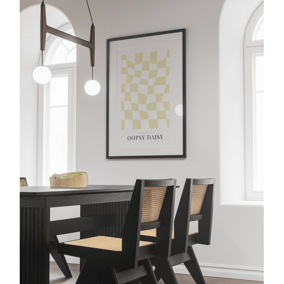Funky Checkered Wavy Retro Art Wall Art Yellow And White Oopsy Daisy Synesthesia