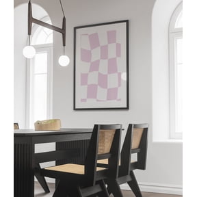 Funky Checkered Wavy Retro White Trendy Wall Decor Unframed Paper Print