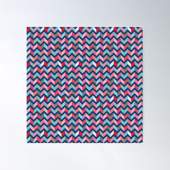 Funky Chevron Zig Zag Poster Wall Art, Modern Wall Decor For Living Room Bedroom, 24x24 UNFRAMED