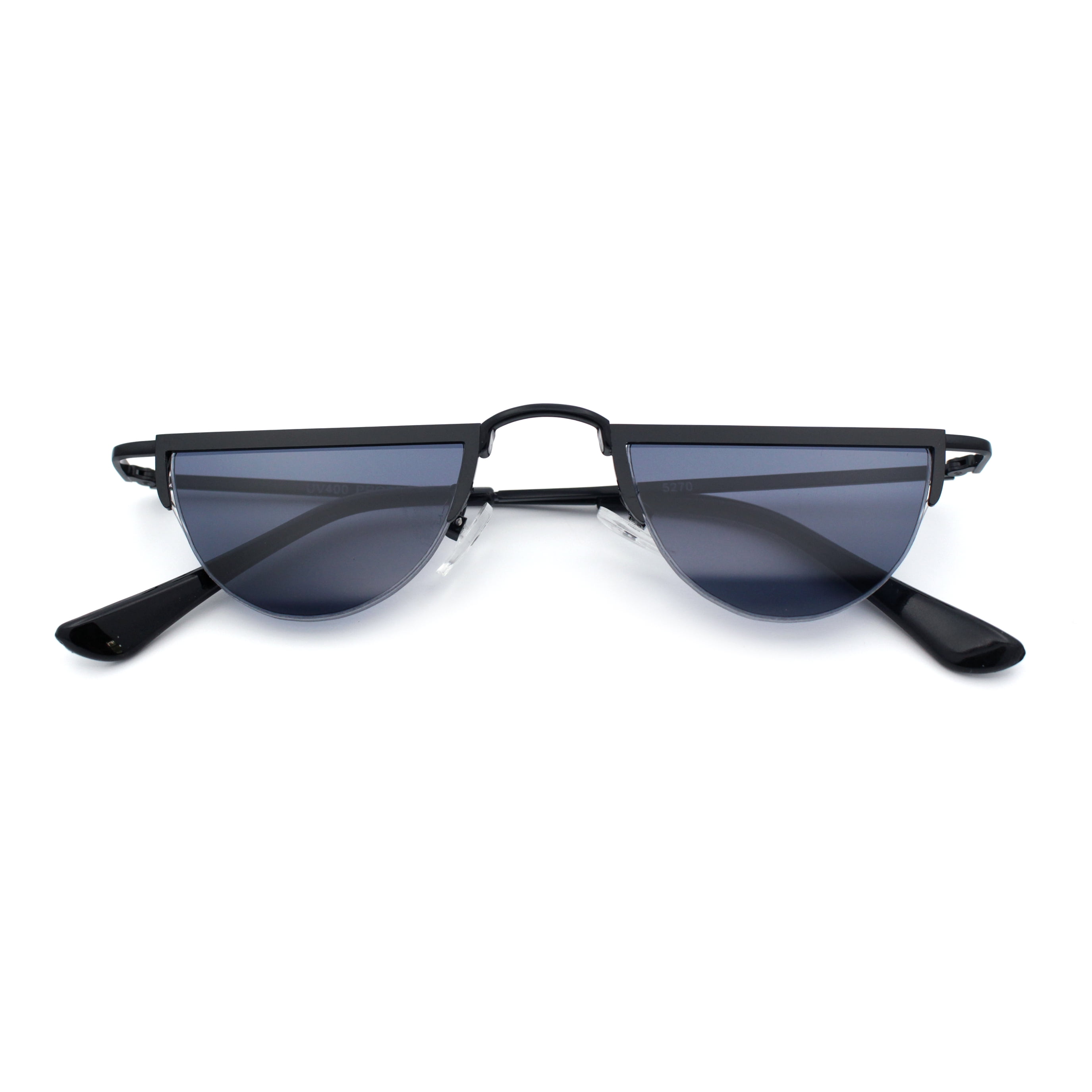 Funky Cropped Half Circle Flat Top Half Metal Rim Hippie Funky Cropped Half Circle Flat Top Half Metal Rim Hippie